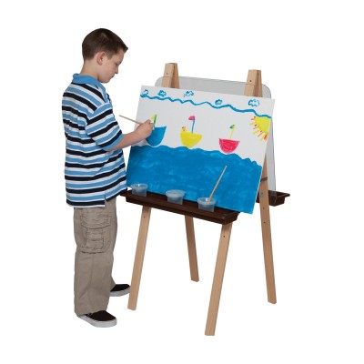 Wood Designs Double Adjustable Easel with Acrylic and Brown Trays   